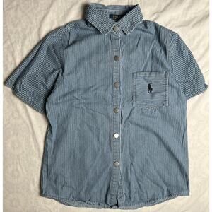 Polo Ralph Lauren Button Down Striped Denim Pony Logo Size Small